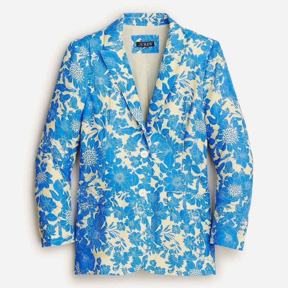 NWT J. Crew Limited Edition Drapey Long Parke Printed Blazer in Cupro Blend 4
